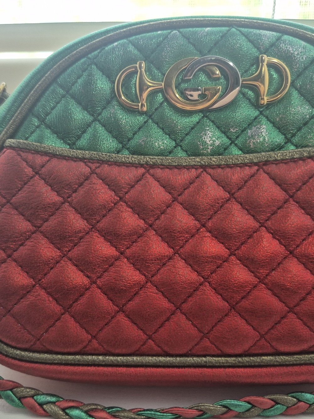 Gucci Quilted Red and Green Shoulder Bag